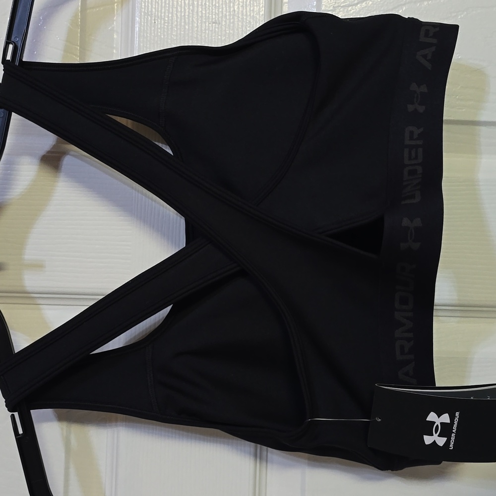 Sports Bra Under Armour  Mid Crossback Support Compression black XL** - Picture 4 of 4